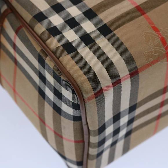 Burberrys Nova Check Hand Bag Nylon Canvas Beige Auth 62015 - Picture 14 of 16